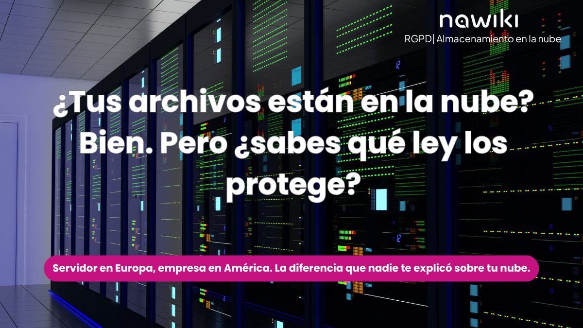 Ilustración sobre almacenamiento en la nube seguro bajo legislación europea RGPD para empresas y particulares